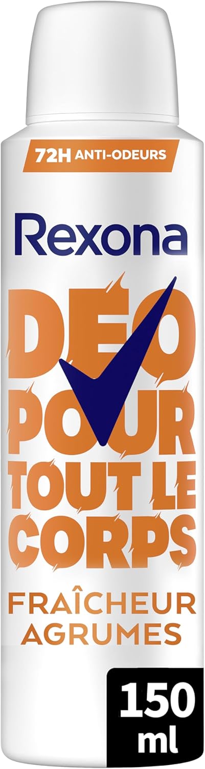 Rexona – Déodorant tout le corps – Spray – Protection 72h – Fraîcheur d&rsquo;agrumes – 150 ml