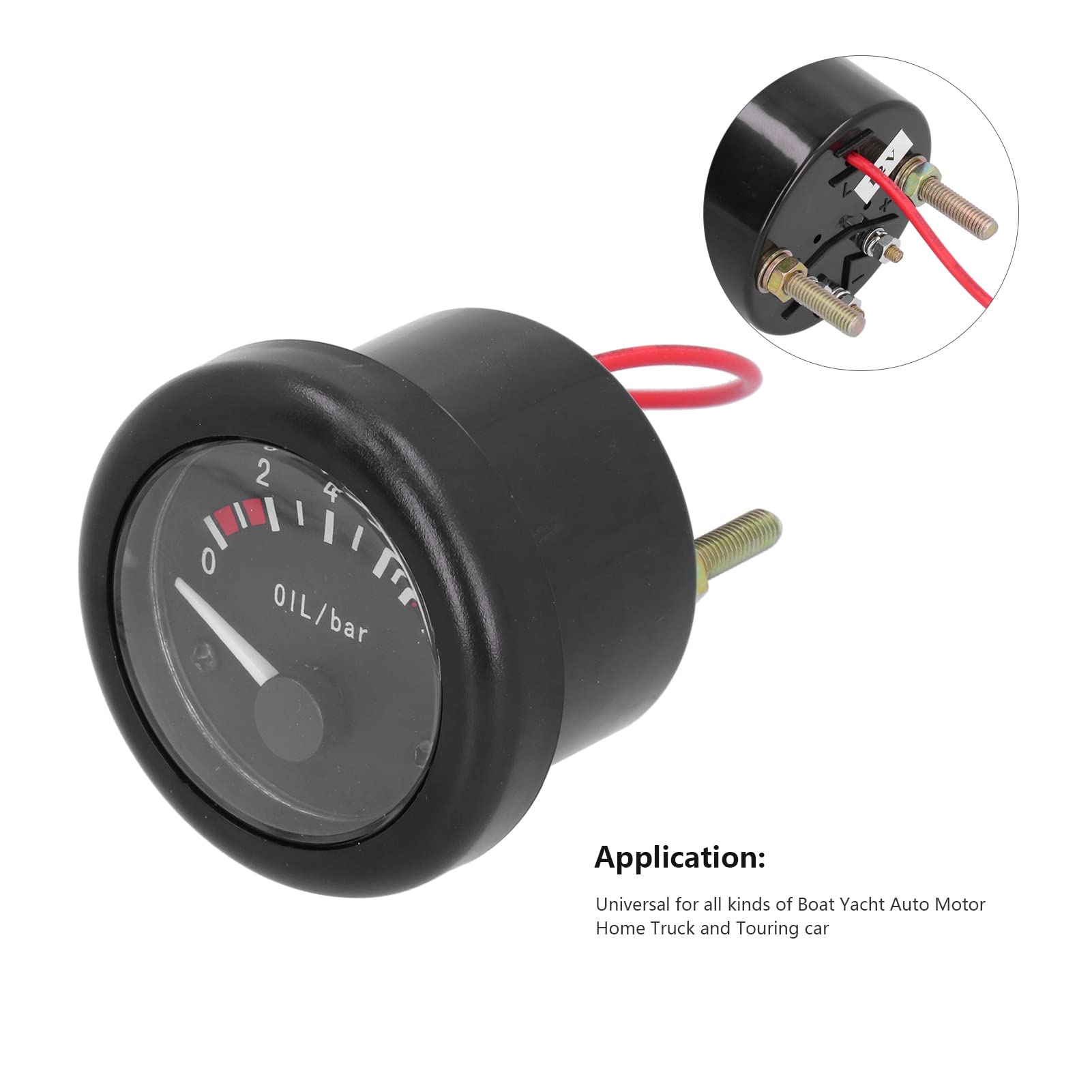 Aramox Manometro Dell'olio, Puntatore del Manometro Dell'olio per Motori Marini Retroilluminazione a LED con Spia del Sensore di Avvertimento 12V