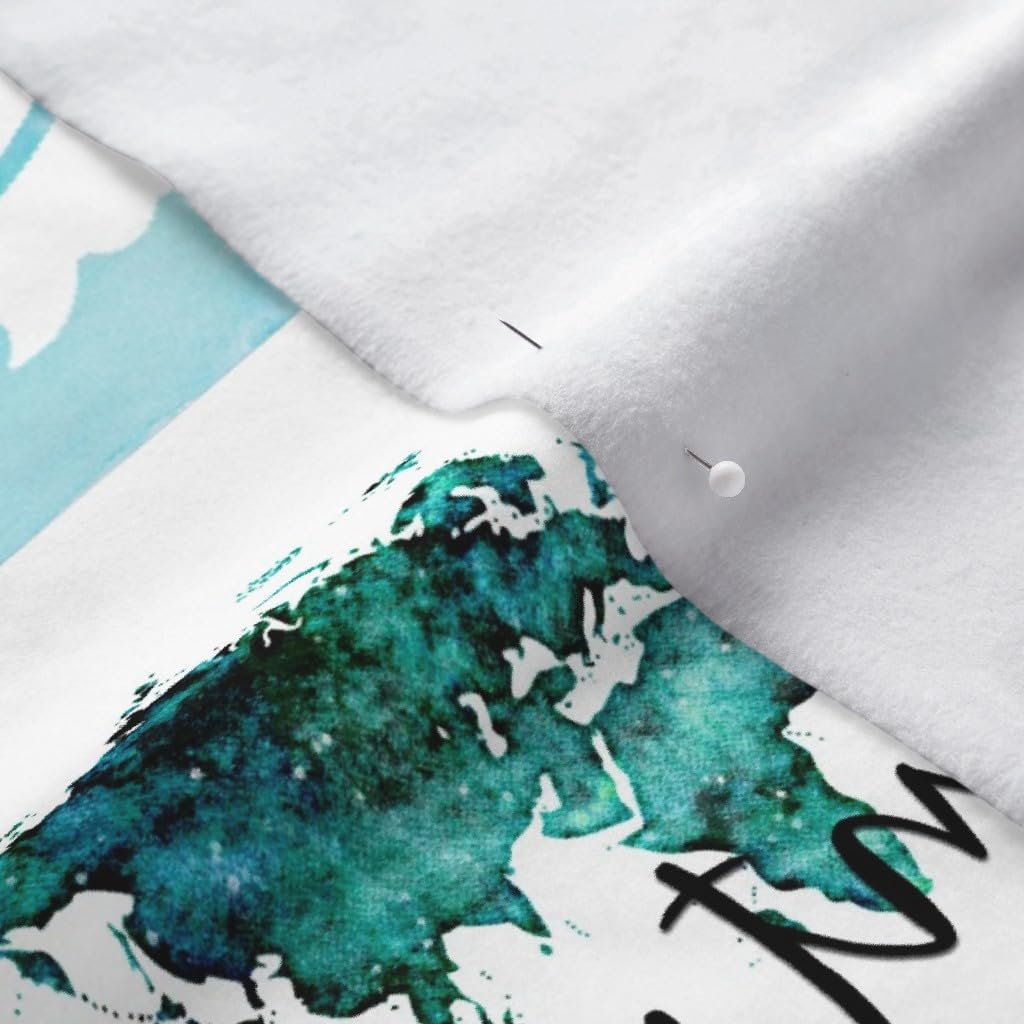 Spoonflower Fabric - Adventure World Travel Map Watercolor Wholecloth Awaits Printed on Polartec(R) Fleece Fabric by The Yard - Sewing Blankets Loungewear and No-Sew Projects