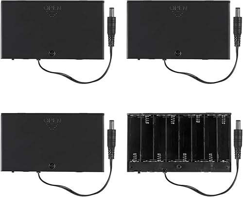 4pcs 8x1.5V 12V AA caja de la caja del sostenedor de la batería con DC 0.217x0.083 in conector macho con cable interruptor de encendidoapagado con