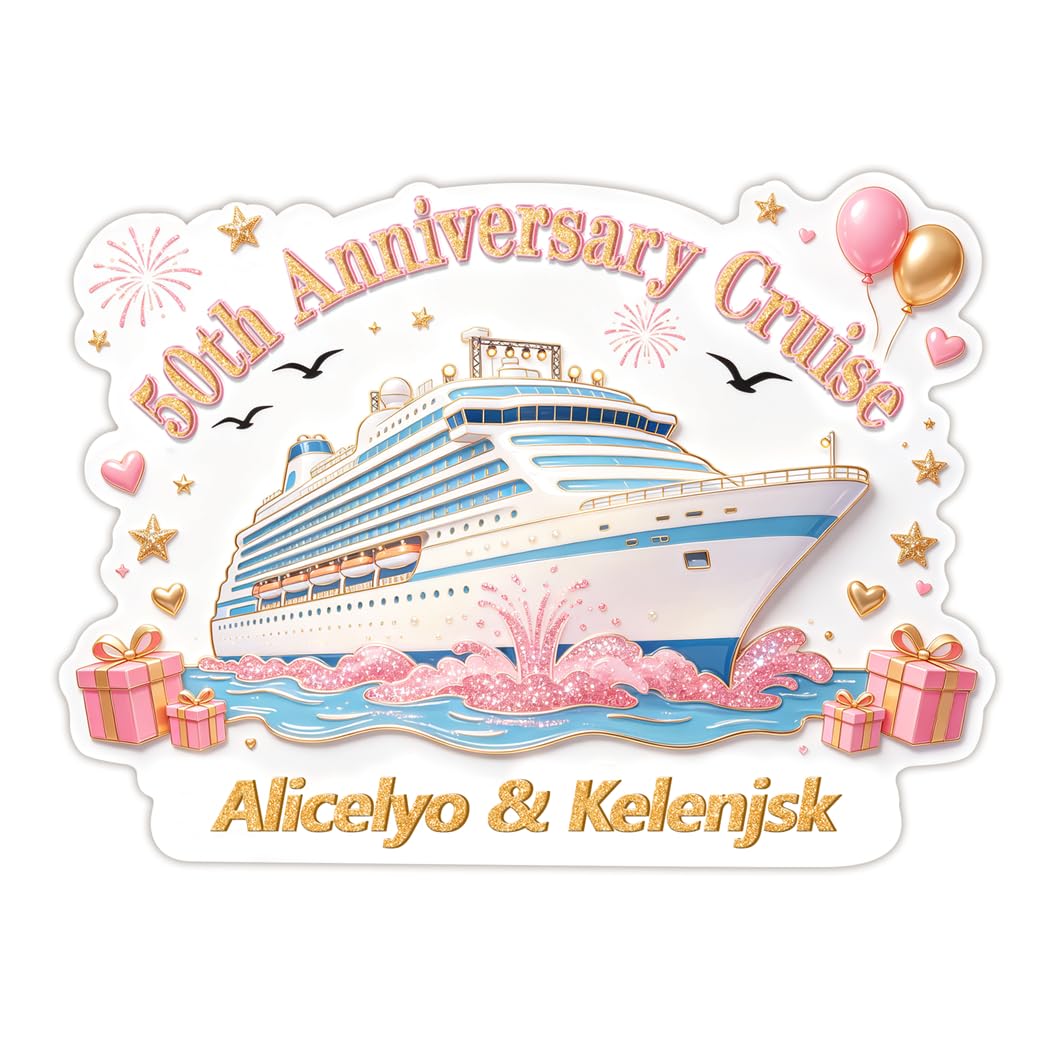 Anniversary Cruise - Personalized Refrigerator Magnet for Wife and Husband Custom Names Cruise Door Magnets Couple Anniversary Decorations Gifts Meaningful Cruise-Themed Home Decor for Couple