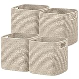 UBBCARE Set of 4 Storage Basket-12 X 12 X 12 in, Cotton Rope Basket for Shelves, Toys, Book, Cube Storage Bins with Handles, Woven Storage Basket...