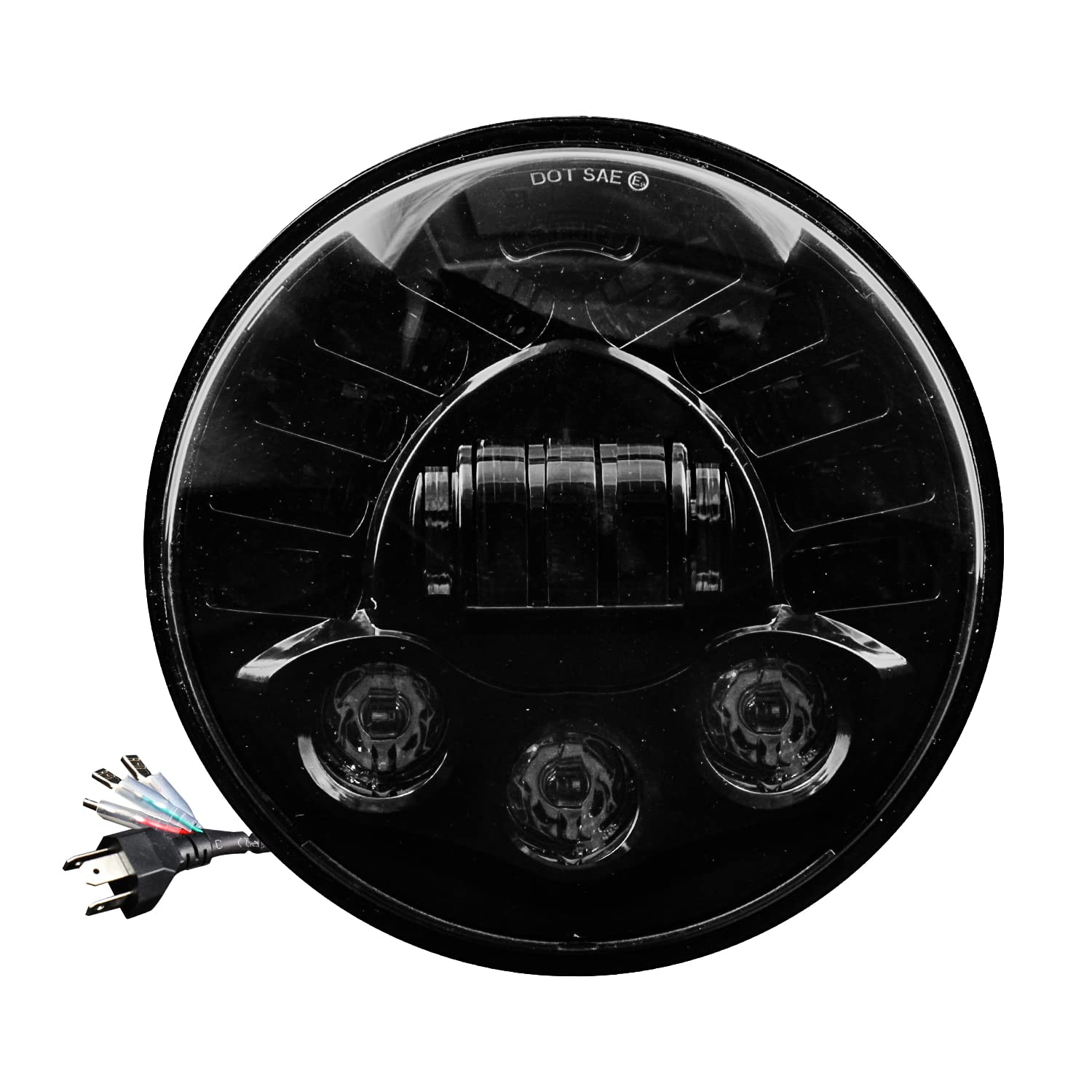 OSWIN GOLD OG-6-1 7Inch Round LED Headlight Angel Eye Compatible with Mahindra Thar, Wrangler, Royal Enfield Classic & Electra (White & Yellow, 65W, 1 Pc)