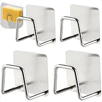 Kit 4 Gancho Adesivo Inox Para Parede, Suportes Multiuso Sem Furos Resistente Cozinha Banheiro Porta Toalha Utensílios Cabide Organizador Pia