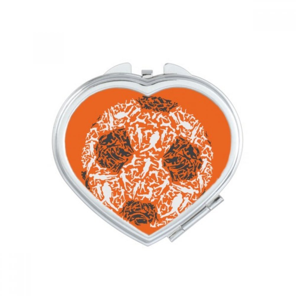 Miroir de poche silhouette football soccer coeur maquillage multicolor mignon