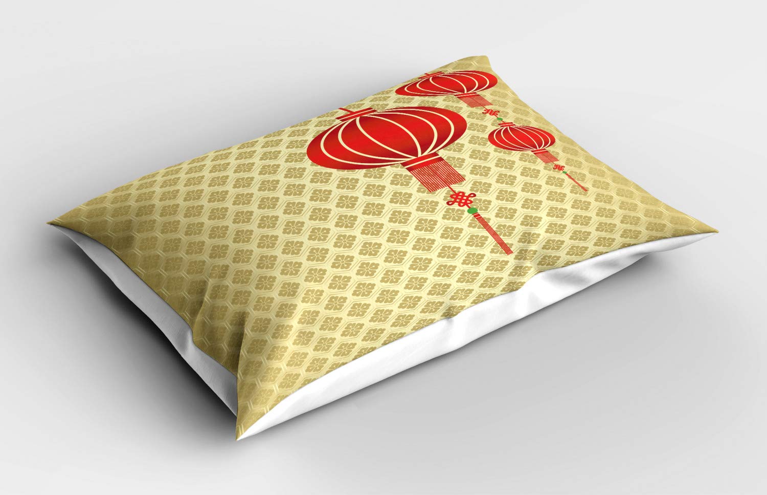 Ambesonne Asian Pillow Sham, Oriental Folk Baroque Repeating Pattern Background New Year Celebration Art, Decorative Standard Size Printed Pillowcase, 36