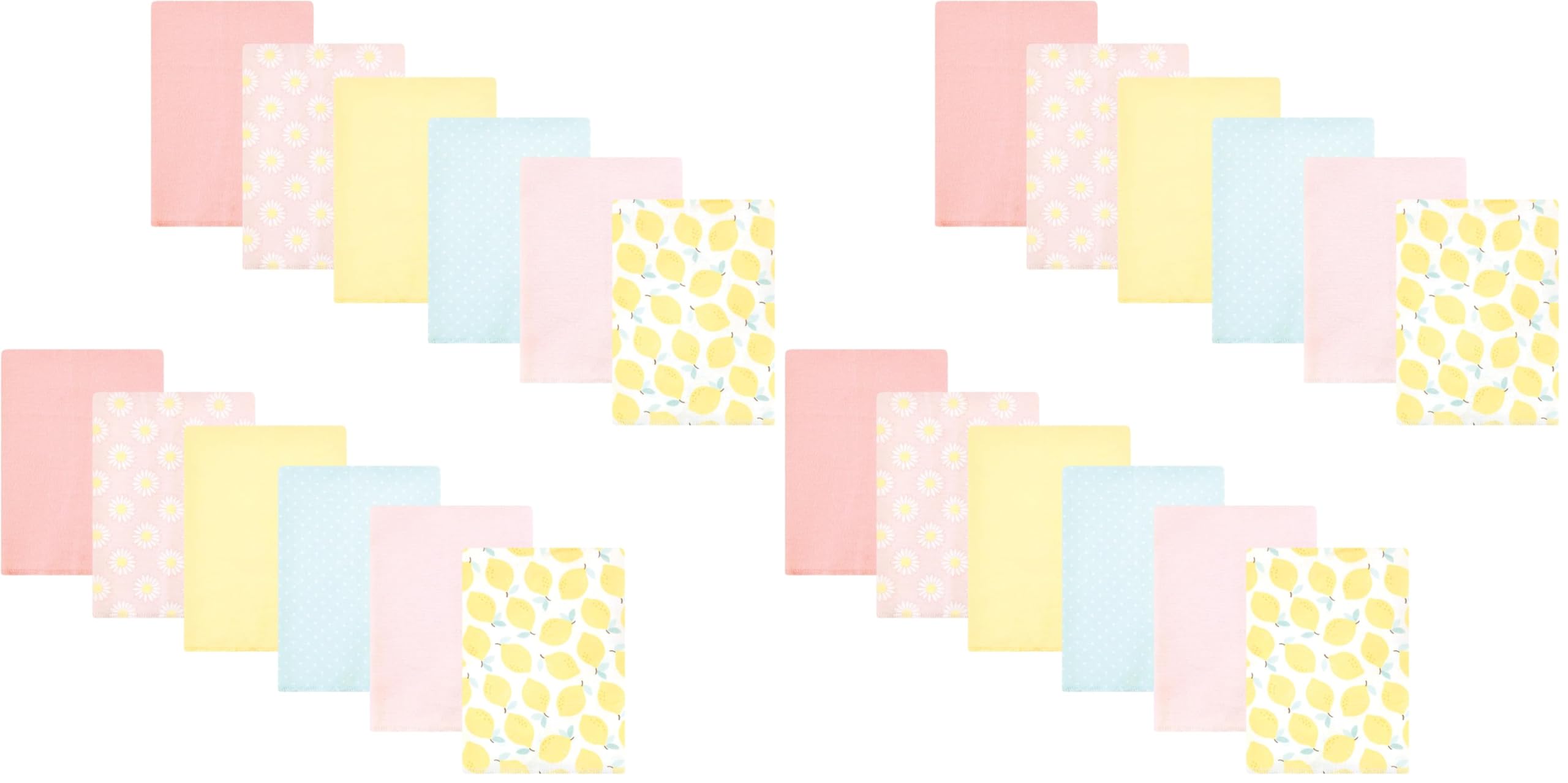 Hudson Baby Unisex Baby Cotton Flannel Burp Cloths Bundle, Lemon Daisy, One Size (Pack of 2)