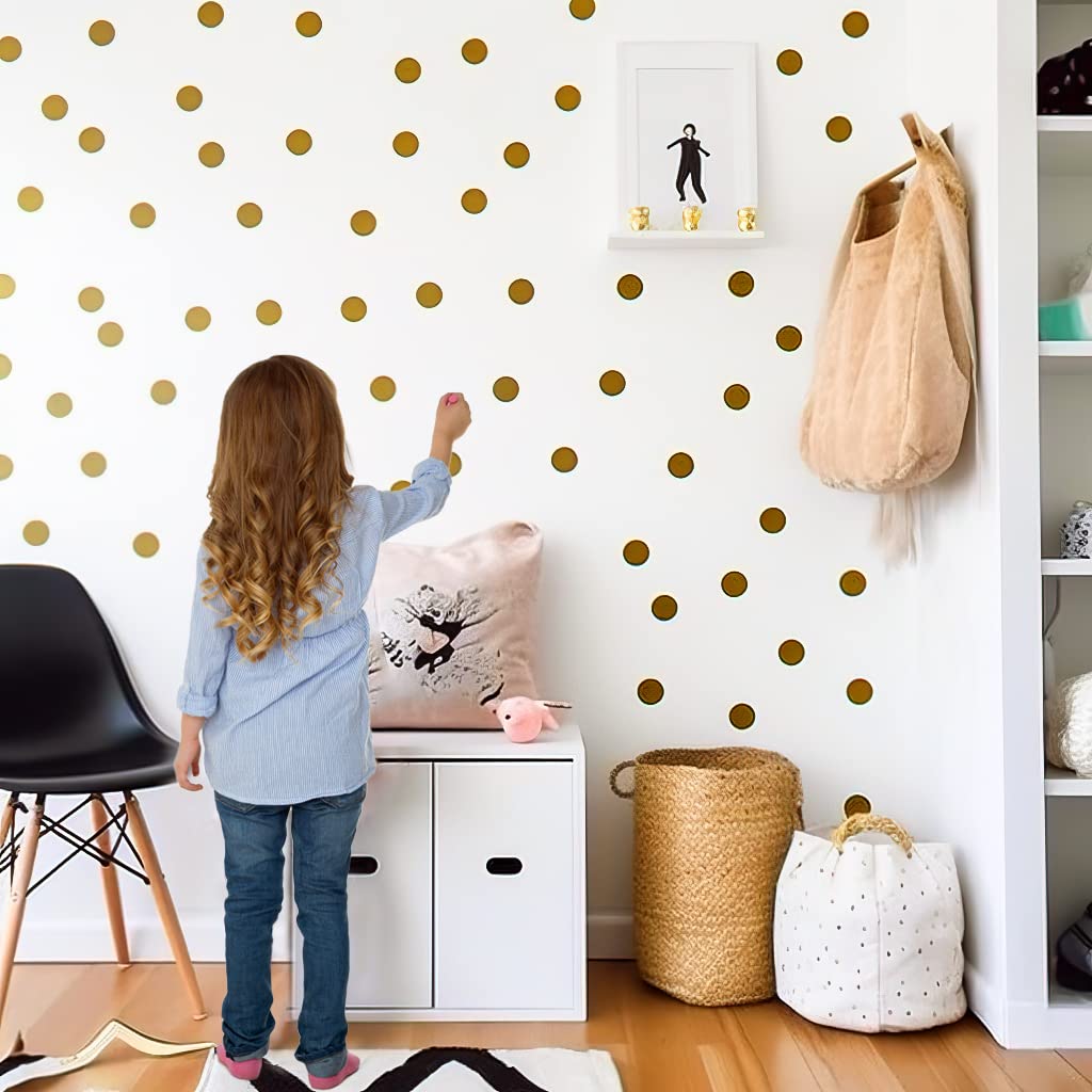 YouRfocus Gold Polka Dot Wall Decals for Girls Bedroom, Peel and Stick image 2