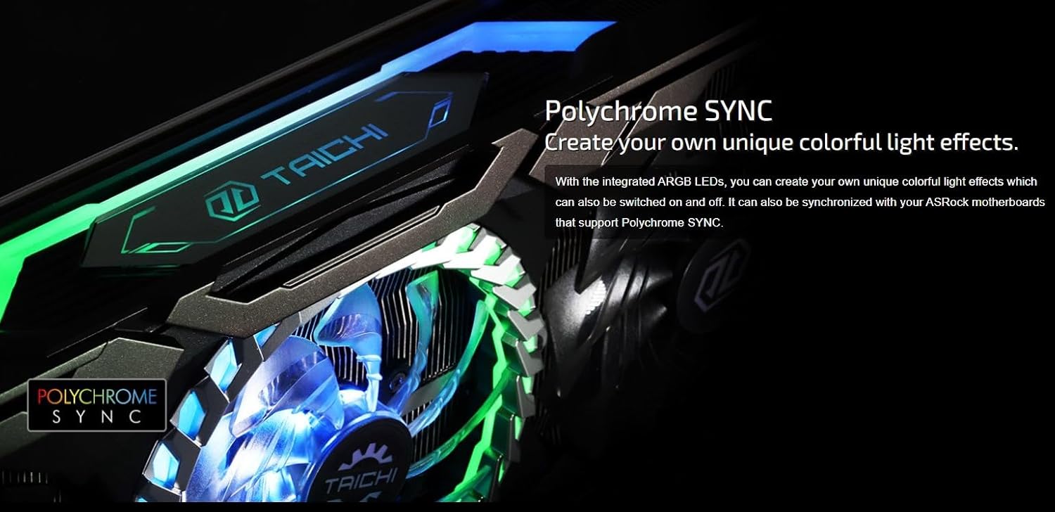 ASRock Radeon RX 6800 XT Taichi X 16GB GDDR6 OC Graphics Card (2360 MHz Boost, 16Gbps, PCIe 4.0, RDNA 2, Ray Tracing, 3X 8-Pin, 2X DP 1.4, HDMI 2.1, USB-C, 0dB Cooling, Dual BIOS, RGB)