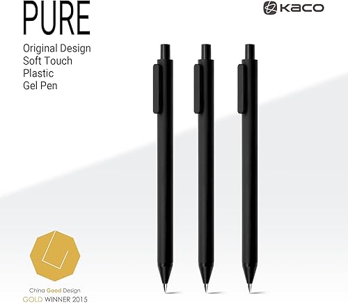 Miniatura 2 de Kaco PURE - Bolígrafos de gel negro, 20 bolígrafos estéticos de punta fina de 0.020 in, de secado rápido, artículos de papelería y oficina (20