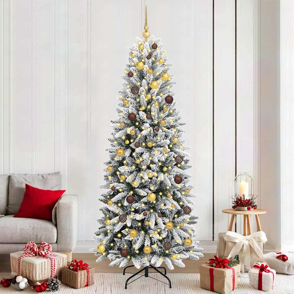 Árbol de Navidad blanco de 210 cm en PVC y PE para decoración del hogar