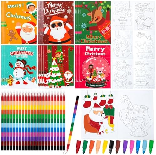 Amazon.com: LOCATAL Christmas Coloring Books with 24 Stacking Crayons