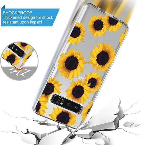 Miniatura 6 de Galaxy Note 8 - Funda protectora para Samsung Galaxy Note 8, a prueba de golpes, transparente, suave, flexible, TPU (girasol)