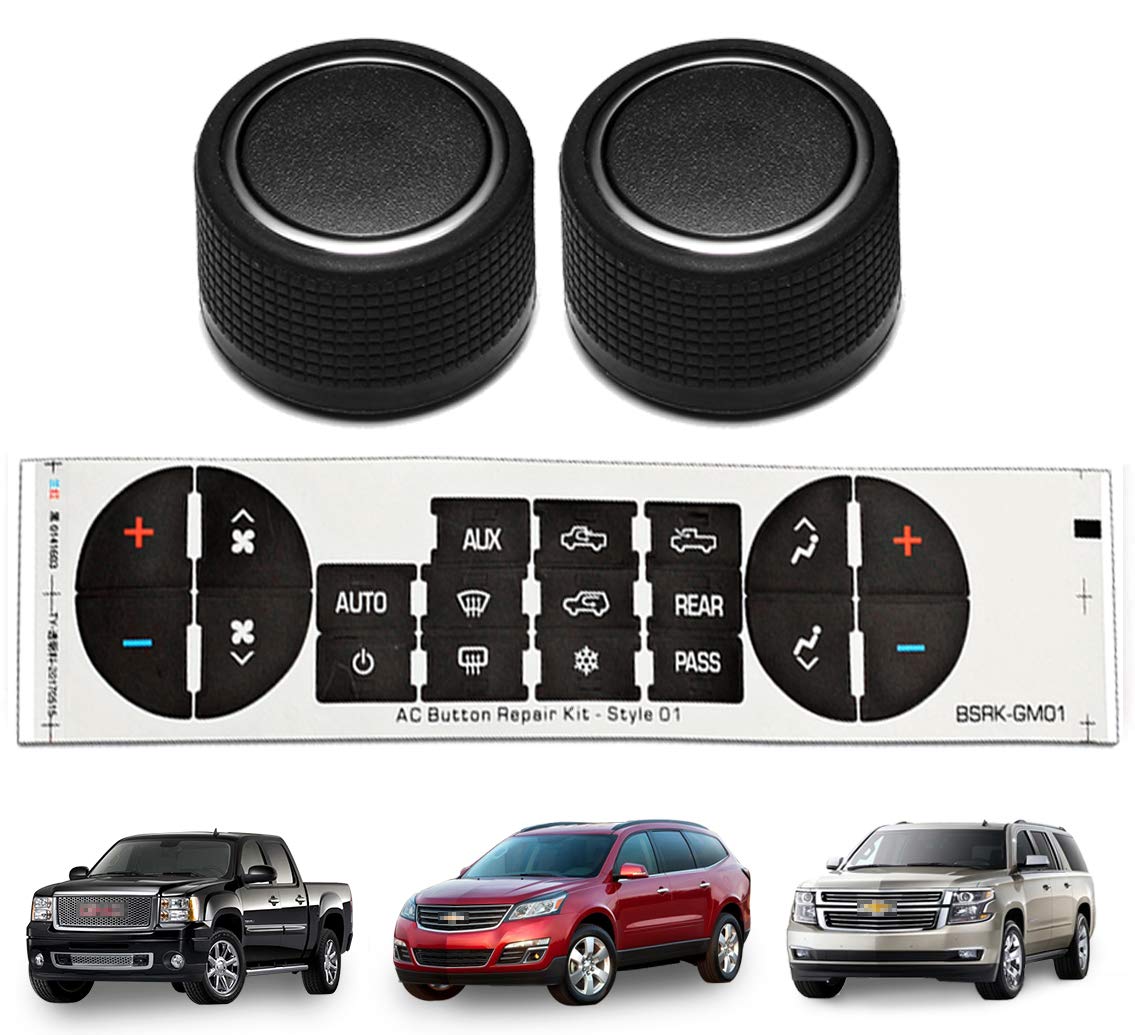BASIKER Rear Radio Volume Control Knob,AC Dash Button Sticker Repair Kit for Select GM Vehicles and Compatible with 07-14 Chevrolet Chevy GMC Buick Cadillac,Replacement OEM 22912547