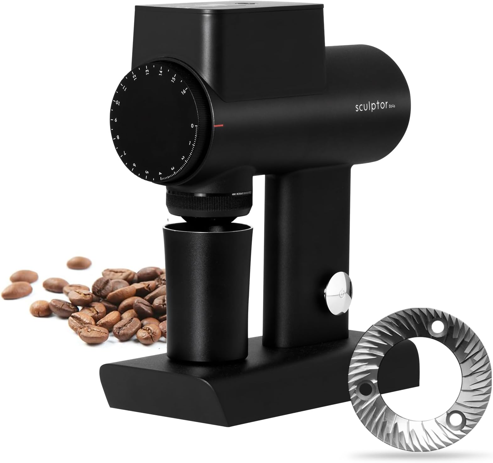 Sculptor 064S Flat Burr Coffee Bean Grinder, Electric Espresso Grinder with Stepless Coarseness Adjustment, Suitable for Pour over, French Press, Cold Brew - Black