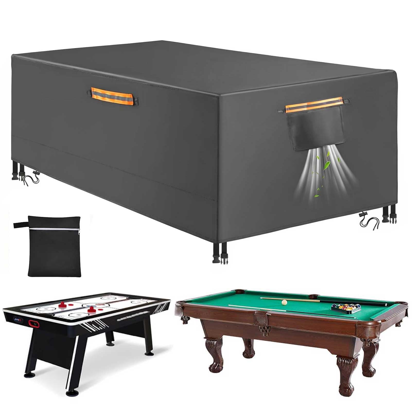 Heavy Duty 600D Polyester Billiard Pool Table Cover, Waterproof & Tearproof Cover for Pool Table 6/6.5/7/7.5/8/8.5/9/10/12 FT, Scratch-Resistant Cover for Pool Table,Grey,7FT(89" L×46" W×32" H)
