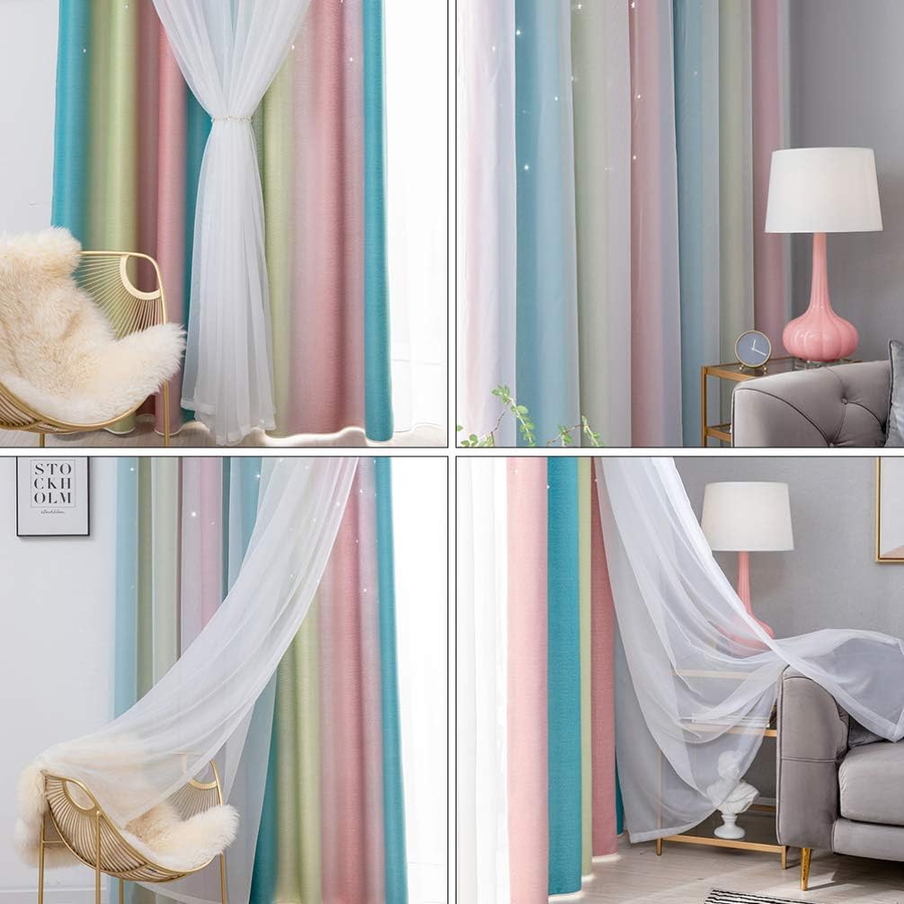 Cortina Opaca WUBODTI Con Diseño De Estrellas Y Luna - Ideal Para Dormitorio Infantil O Juvenil