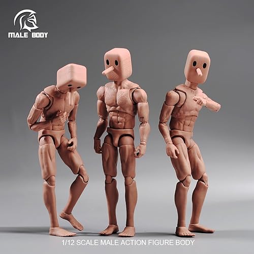 Miniatura 2 de Figura de acción masculina a escala 112, figura muscular súper flexible y fuerte de 6 pulgadas, cuerpo Notaman, cabeza cuadrada, figura de acción en
