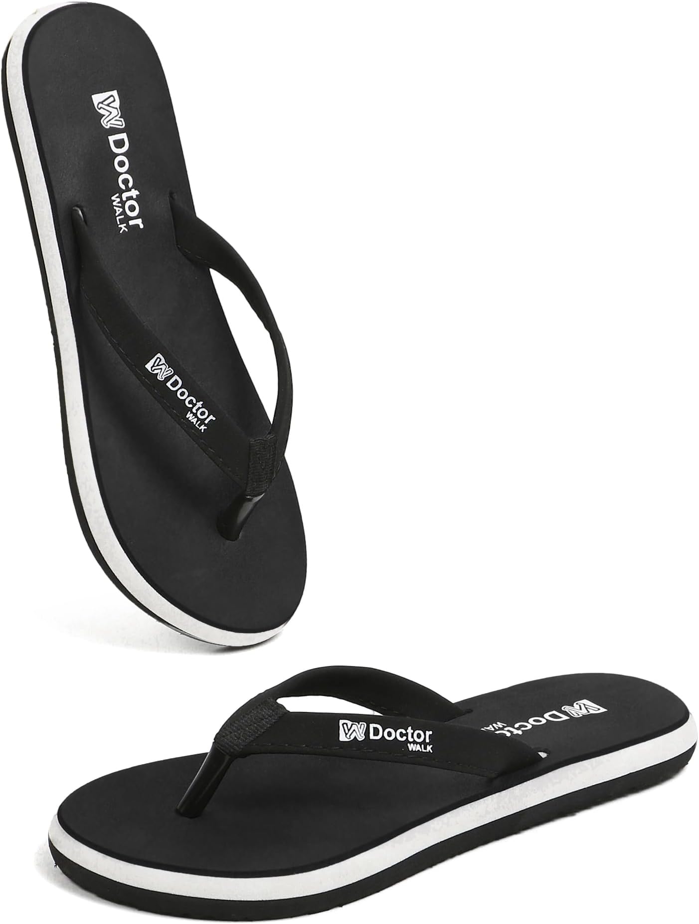 Flip Flops with Comfortable Footpad, Soft Straps, Anti-Skid Design, Black and White Slipper for Women's