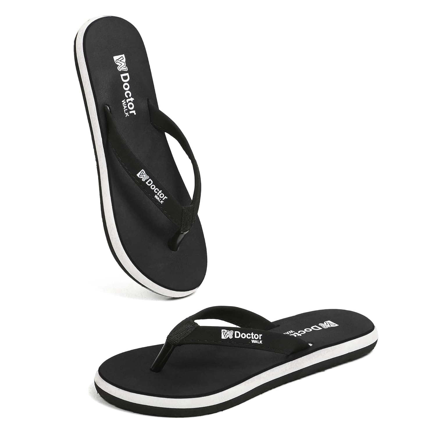 Doctor Walk Flip Flops with Comfortable Footpad, Soft Straps, Anti-Skid Design, Black and White Slipper for Women’s Doctor Walk Flip Flops with Comfortable Footpad, Soft Straps, Anti-Skid Design, Black and White Slipper for Women’s