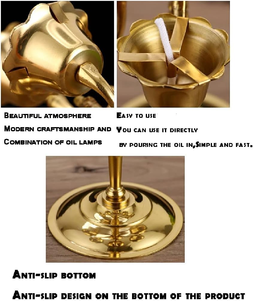 Kerosene Oil Lantern Kerosene Lamp 7 Arms Metal Candelabra Oil Lamp,Retro Candlestick Holder for Candlelight Dinner and Table Decoration Vintage Hurricane Lantern (Gold )