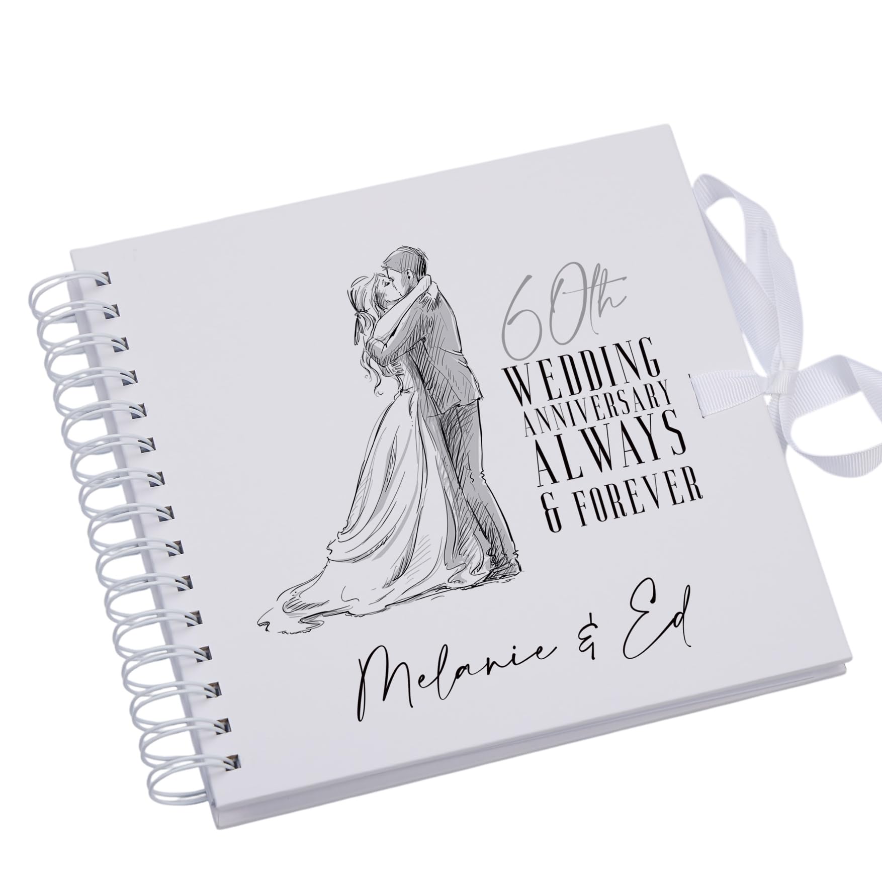 Ukgiftstoreonline White Personalised 60Th Anniversary Scrapbook Photo Album Guest Book