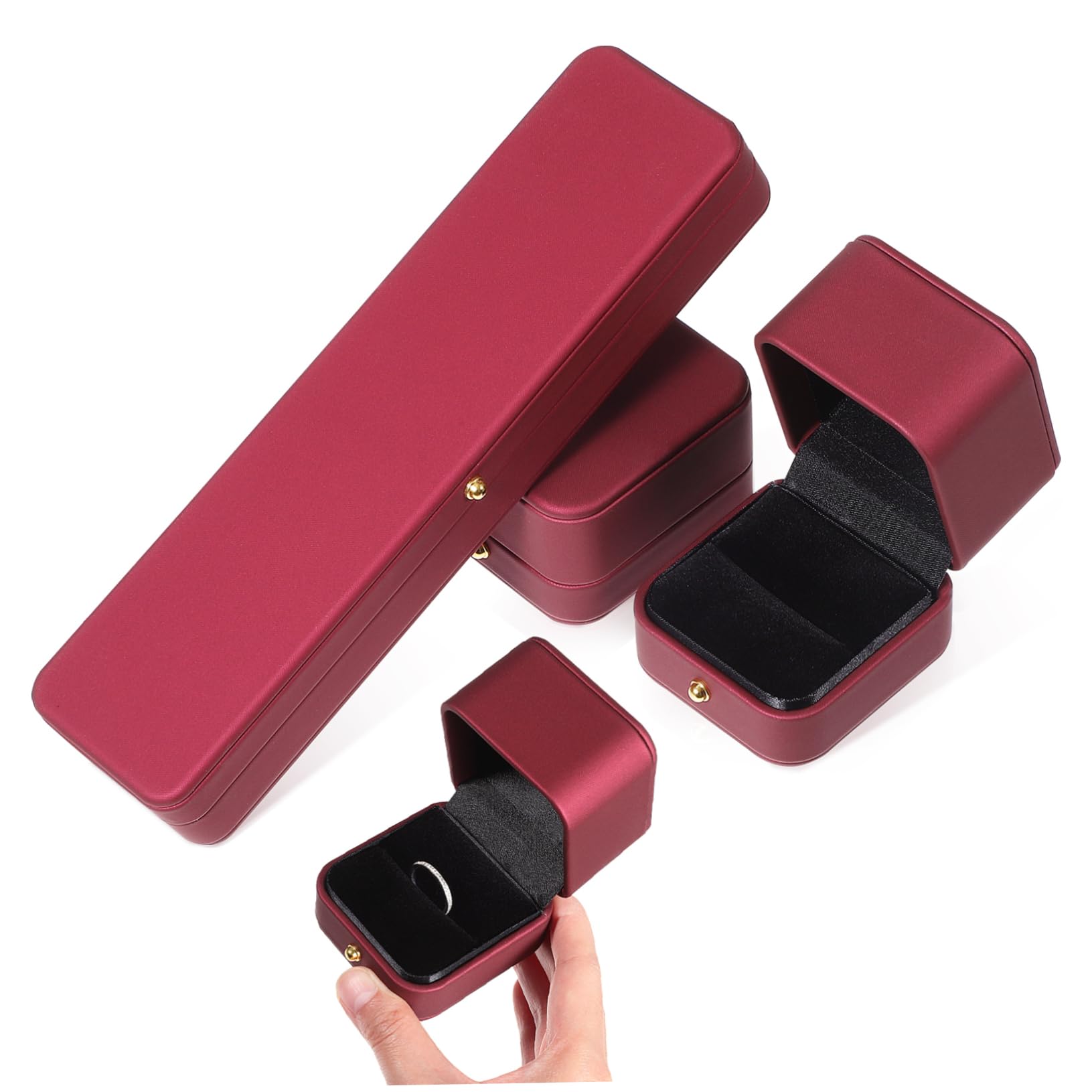 3piezas Joyero Caja Vitrina Estuche Contenedor Guardar Joyas Cuero Sintético Protección