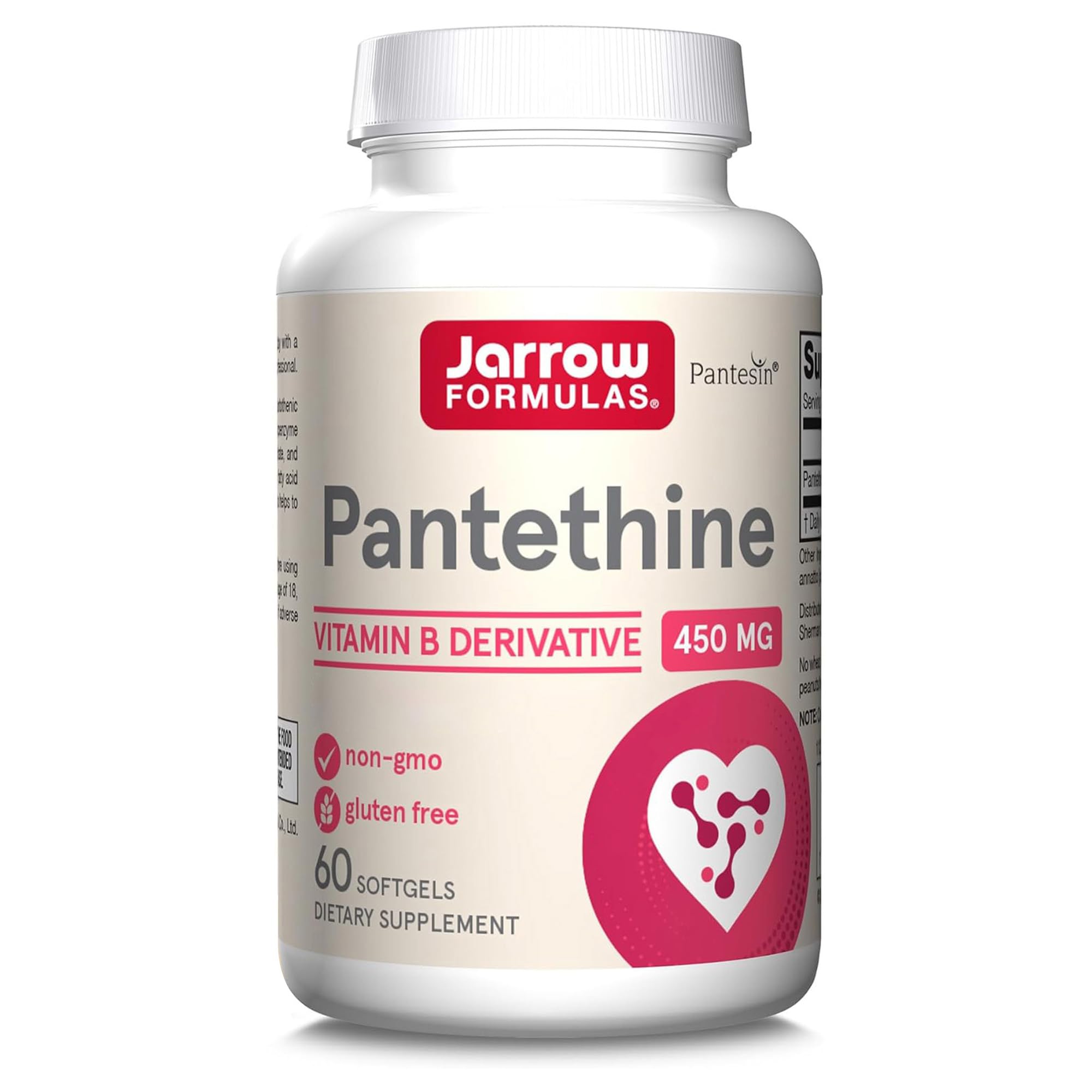 Jarrow Formulas, Pantethine, 450mg, Vitamine B5 Active, 60 Capsules molles, Testé en Laboratoire, Sans Gluten, Sans Soja, Sans OGM