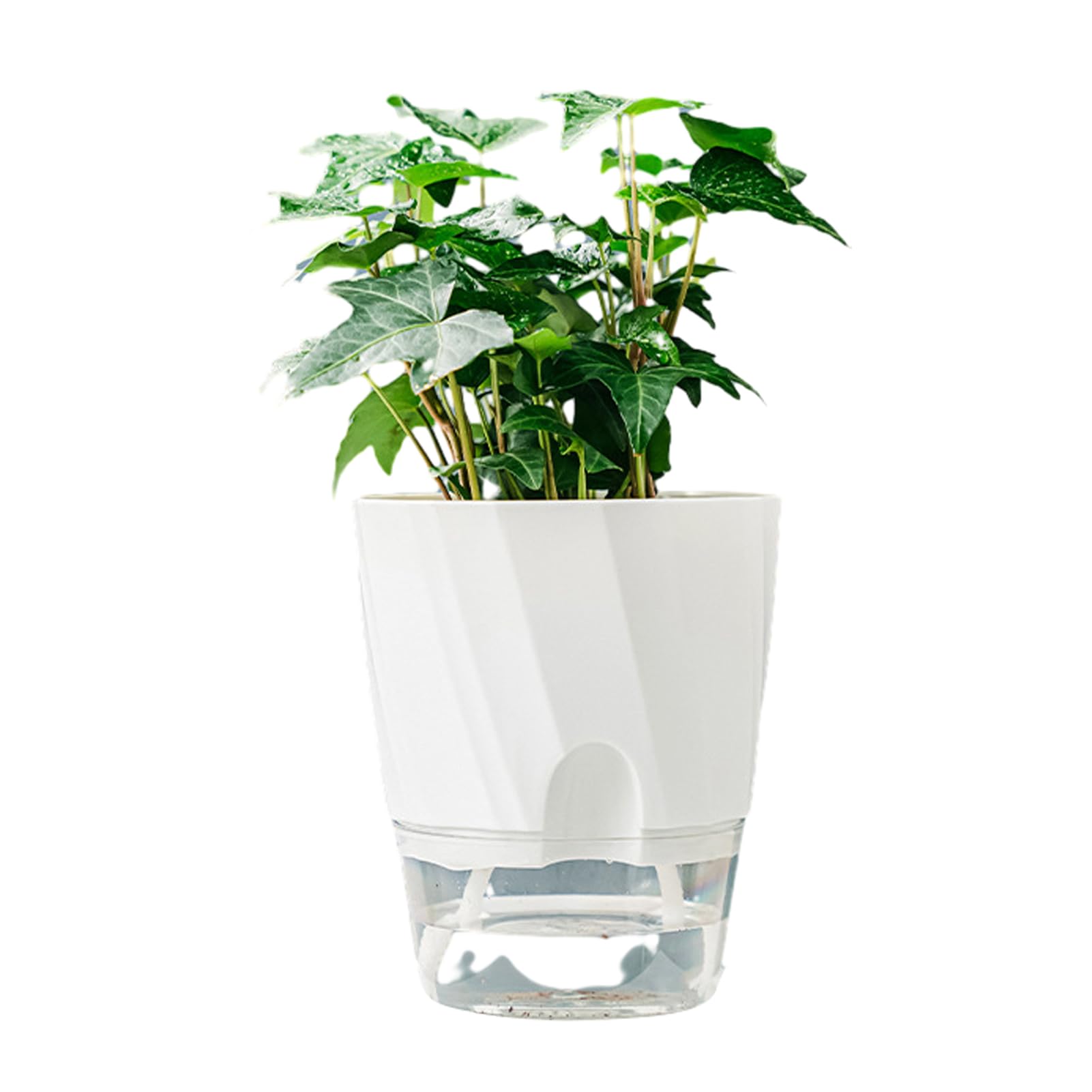 Lot de 3 pots à arrosage automatique avec trou de drainage - Réservoir transparent - Pour intérieur et extérieur - Avec soucoupe - Avec corde de mèche