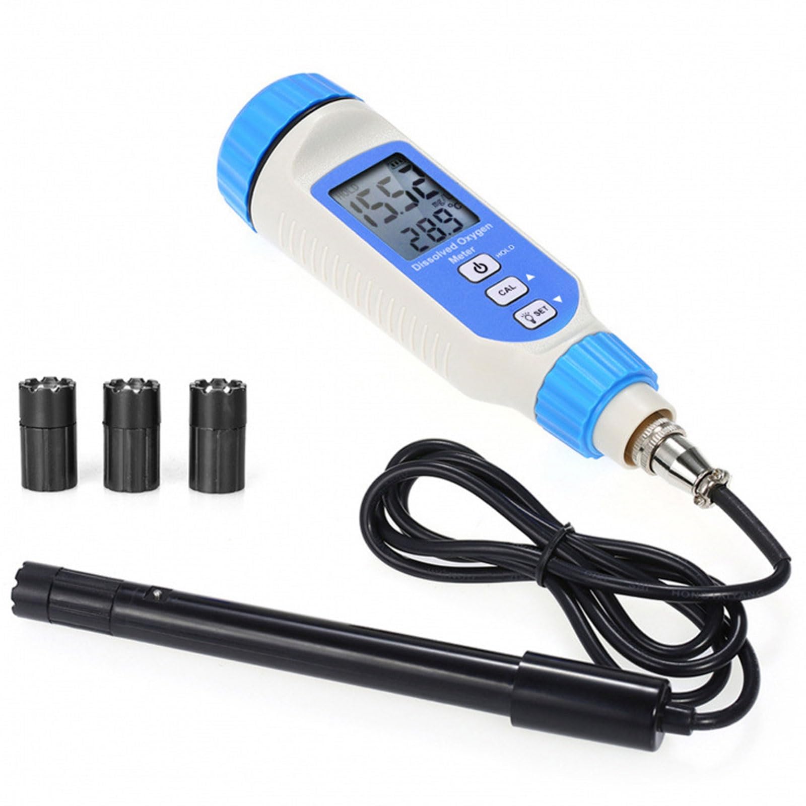 Misuratore di ossigeno disciolto con display LCD, kit di test portatile ad alta precisione, 0,0-20,0 mg/L, include cavo sonda da 1,6 m per stagno, acquario, acquacoltura, serbatoio dell'acqua