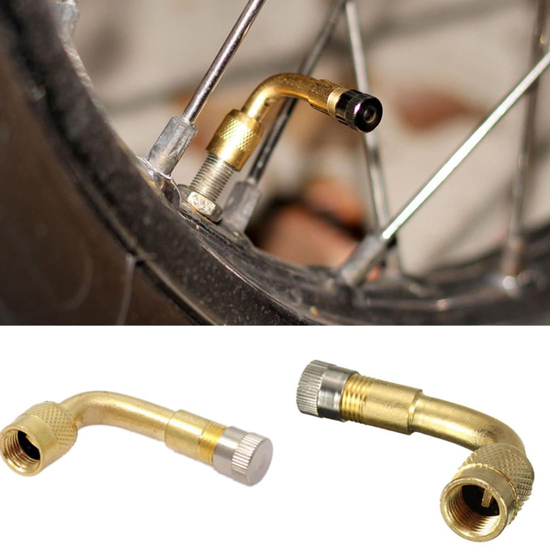 SULIUDAJI 3 pezzi Confezione valvole di estensione a in rame Adattatore valvola ad angolo Estensione valvola auto Valvola pneumatico Estensione valvola ad angolo per auto moto moto scooter