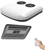 Ar condicionado RV 12V, unidade A/C de teto de resfriamento rápido de 13000 BTU, ar condicionado de trailer de baixo ruído de 12 volts para trailer, caminhão, carro, caravana, trailers, tratores, van