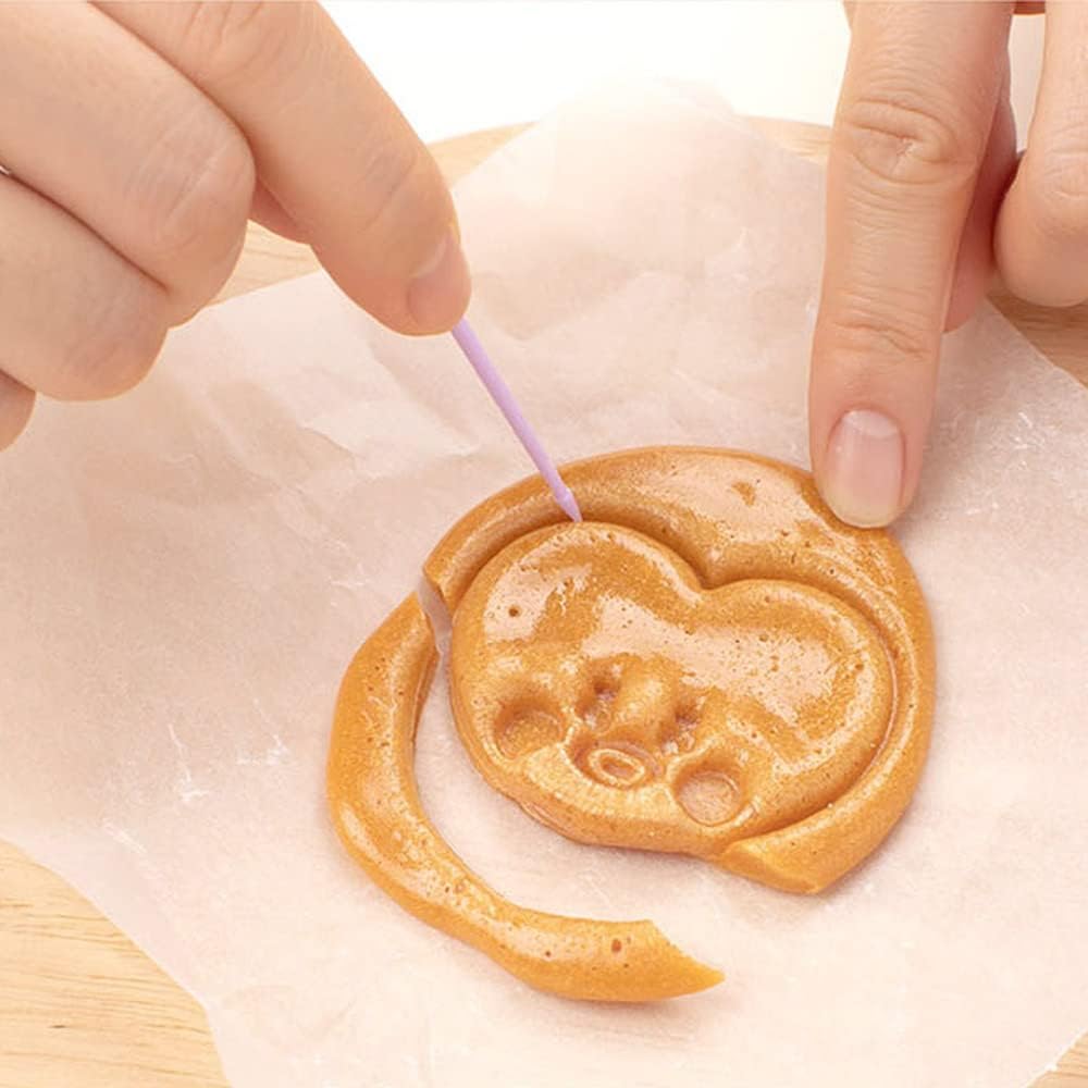 BT21 Squid Biscuits Sugar Pie Game Korean Sugar Candy Making Tools Set DALGONA Kit (7pcs in 1set), Ladle, Shape frame, Press Stainless Steel, bottom plate, Circle case