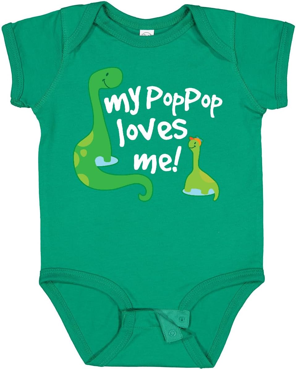 inktastic My Pop Pop Loves Me Dinosaur Baby Bodysuit