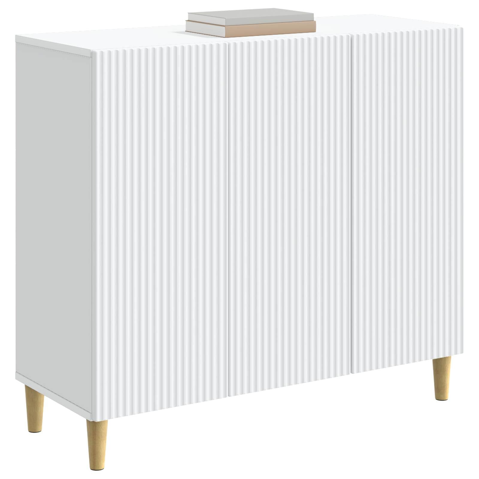 Credenza bianca 89 x 34,5 x 80 cm, comò con 3 ante, in legno