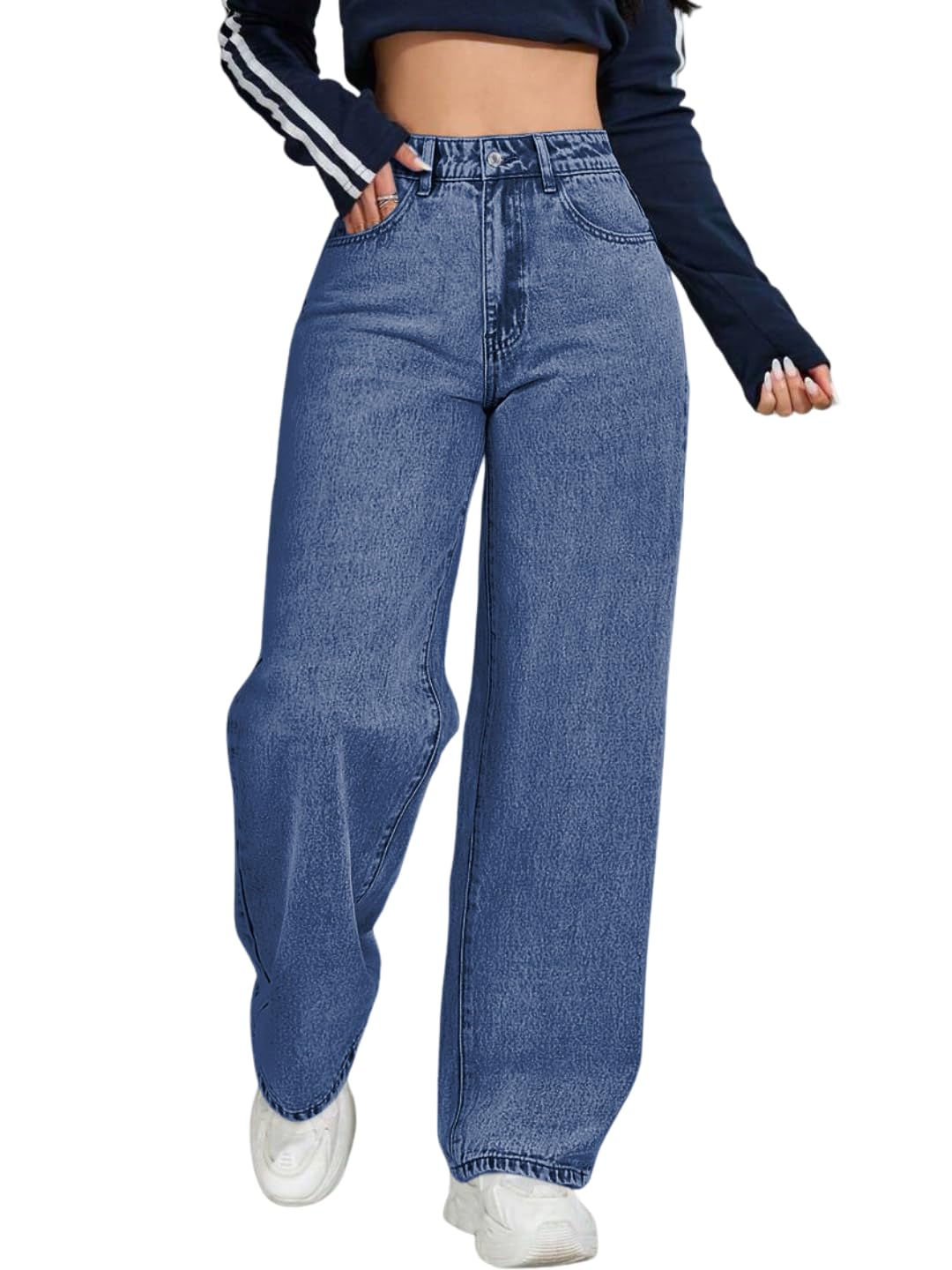 celary Women High Waisted Wide Leg Jeans||Stretch Denim Palazzo Pants||Casual Loose Fit Straight Jeans for Women & Girls-picture-11