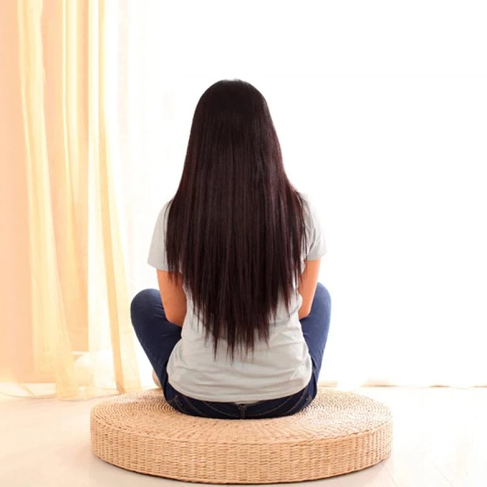 2x Tatamo 40x40cm, Cuscini Da Pavimento Rotondi, Tappetini per Pavimento in Paglia per Esterni, Tappetino Tatami Giapponese, Tatami Pouf Mat per Sedie, Pavimenti, Sedie Pranzo, Divano