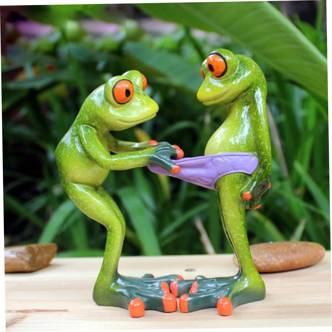 Statue de grenouille en résine verte figurine 3D pour déco de jardin et pelouse extérieure