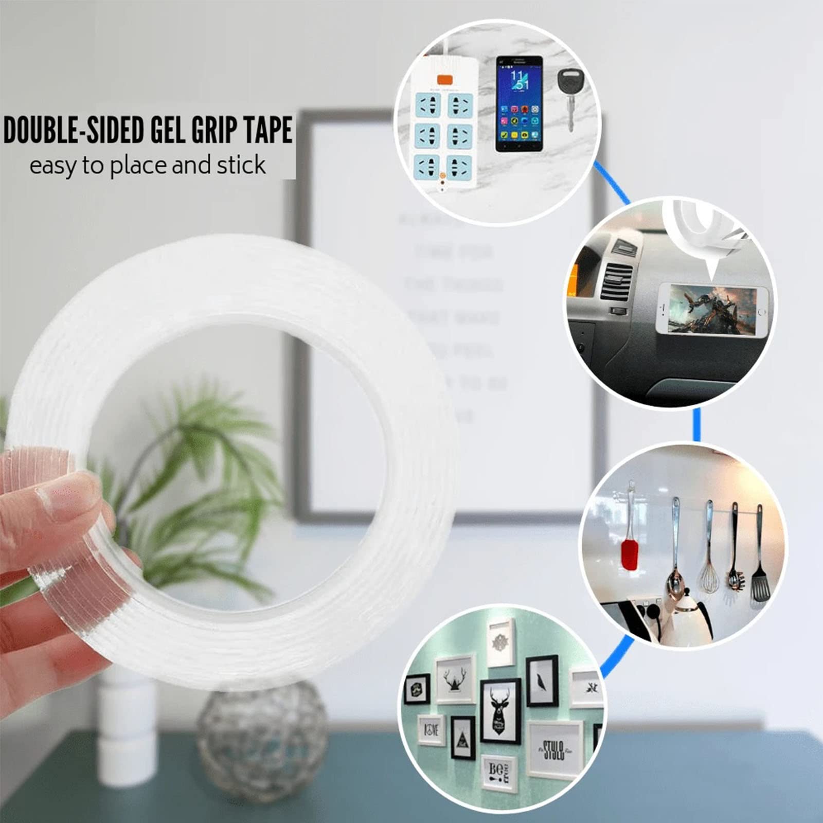 Nastro Biadesivo 12mm X 70m - Forte Adesione Per Legno, Vetro, Carta, Ufficio E Fai Da Te - Foto 5