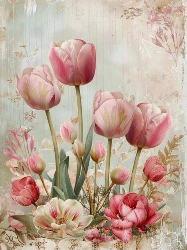 COKYIS 5D Diamond Painting by Numbers Kit Flowers DIY Full Drill Crystal Rhinestone Embroidery Diamond Embroidery Diamond Dots Arts Home Decor (16x20inch)
