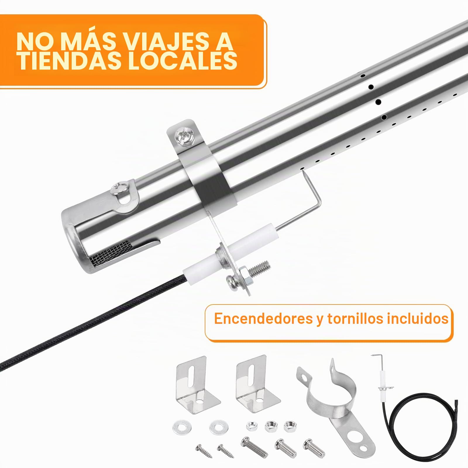 GFTIME Universal Quemador Barbacoa de Gas Piezas de Repuesto para FirePlus, Fire Mountain, Char-Broil, Cosmo Y Otros Parrilla Barbacoa Acero Inoxidable BBQ Quemadores Extender 31 cm a 44 cm (4 Pack)