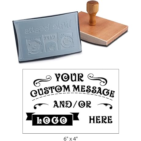 Industrial Jumbo Extra Large Custom Rocker Mount Wood Rubber Hand Stamp for Logos and Stationery