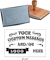 Vista 19 de Sello grande de goma con mango de madera «Rocker Mount» 4" x 3