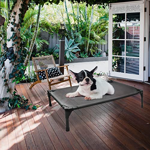 Nbvaigj Elevated Dog Bed For Medium - Portable Raised Dog Bed Outdoor & Indoor 32X25X8In For Camping Or Beach Washable Dog Bed,Durable Chew Proof Dog Hammock Bed With Breathable Mesh,Black #TOP5