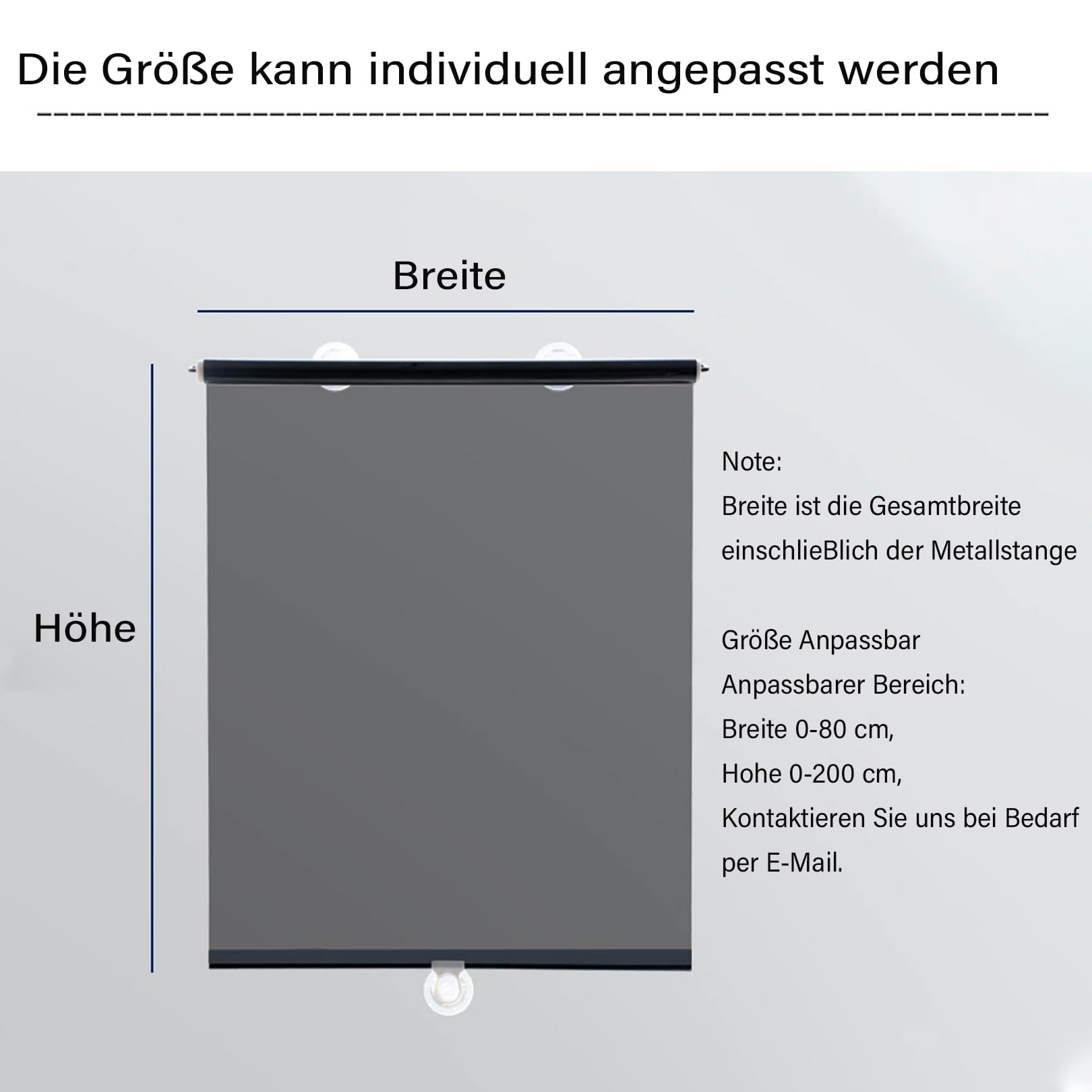 80x200cm Verdunkelungsrollo mit Saugnäpfen Ohne Bohren Sonnenschutz Rollo Sichtschutz Temporäre Jalousien Für Fenster | Teleskop-Tragbare Vorhänge | UV Schutz&Effiziente Wärmeisolierung