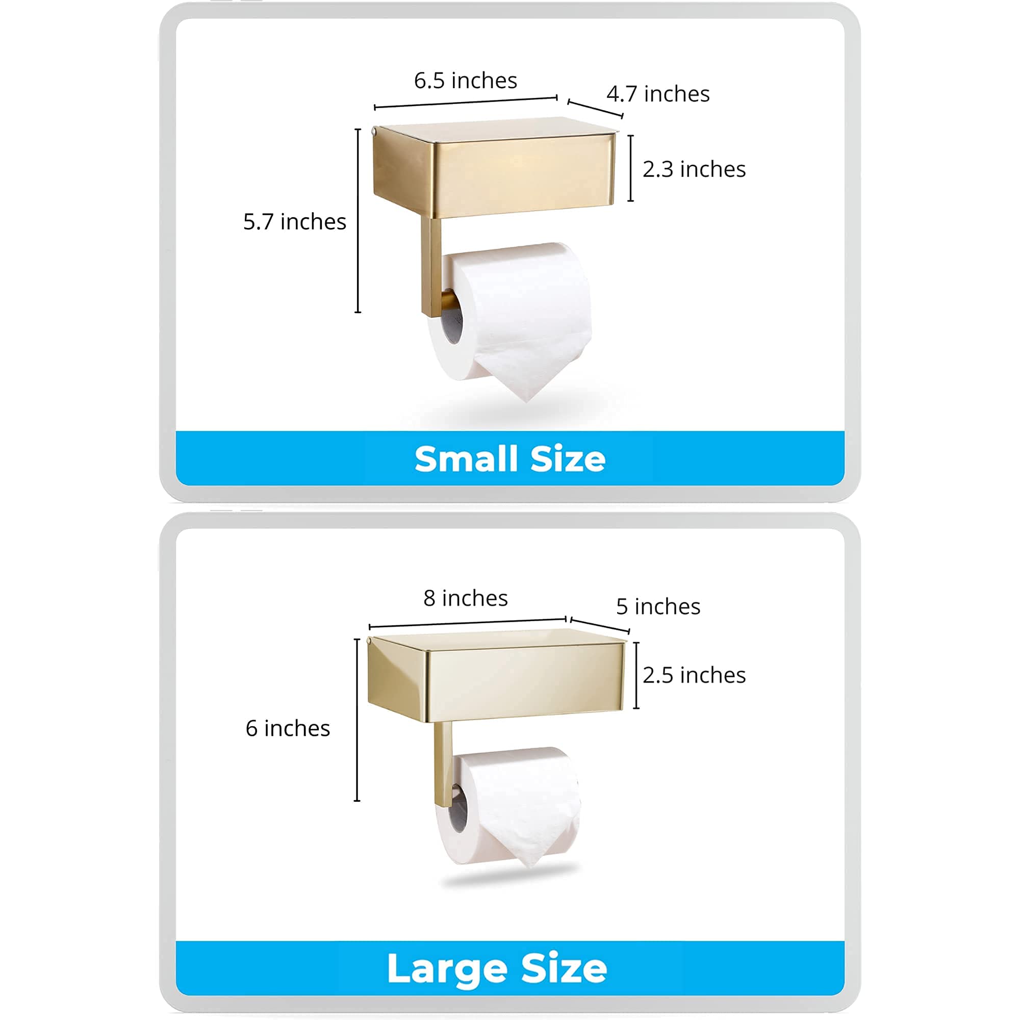 Buy Day Moon Designs Gold Toilet Paper Holder with Shelf, Flushable
