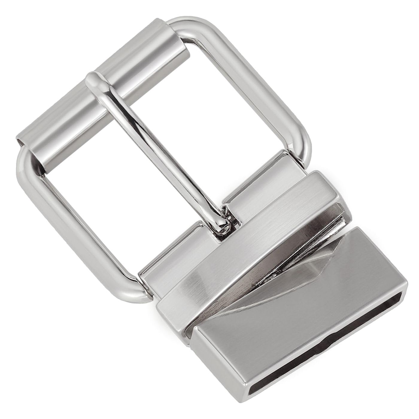 Djcaizyy Men's Silver Brushed 1.5" (40Mm) Reversible Belt Buckle Replacet Belt Buckle, Large