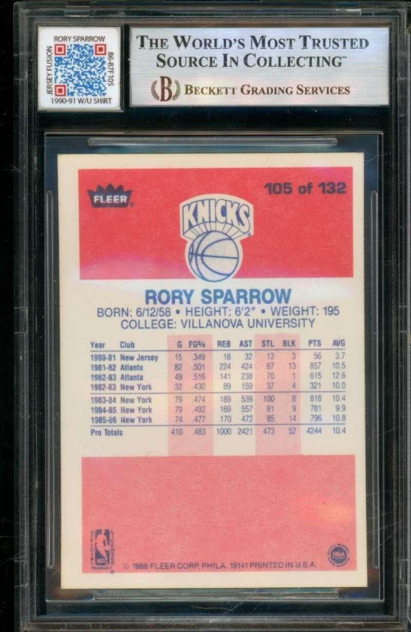Rory Sparrow Card 1986-87 Fleer Game Used Patch #105 BGS 7 - Unsigned Basketball Cards