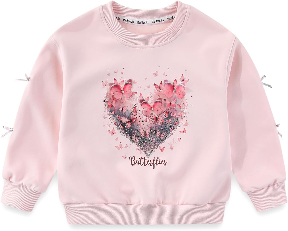 Peacolate 5-12Years Spring Fall Clothingsets Kid Little&Big Girls Pullover Long Sleeve T Shirt and Embroider Butterfly Jeans - Image 2