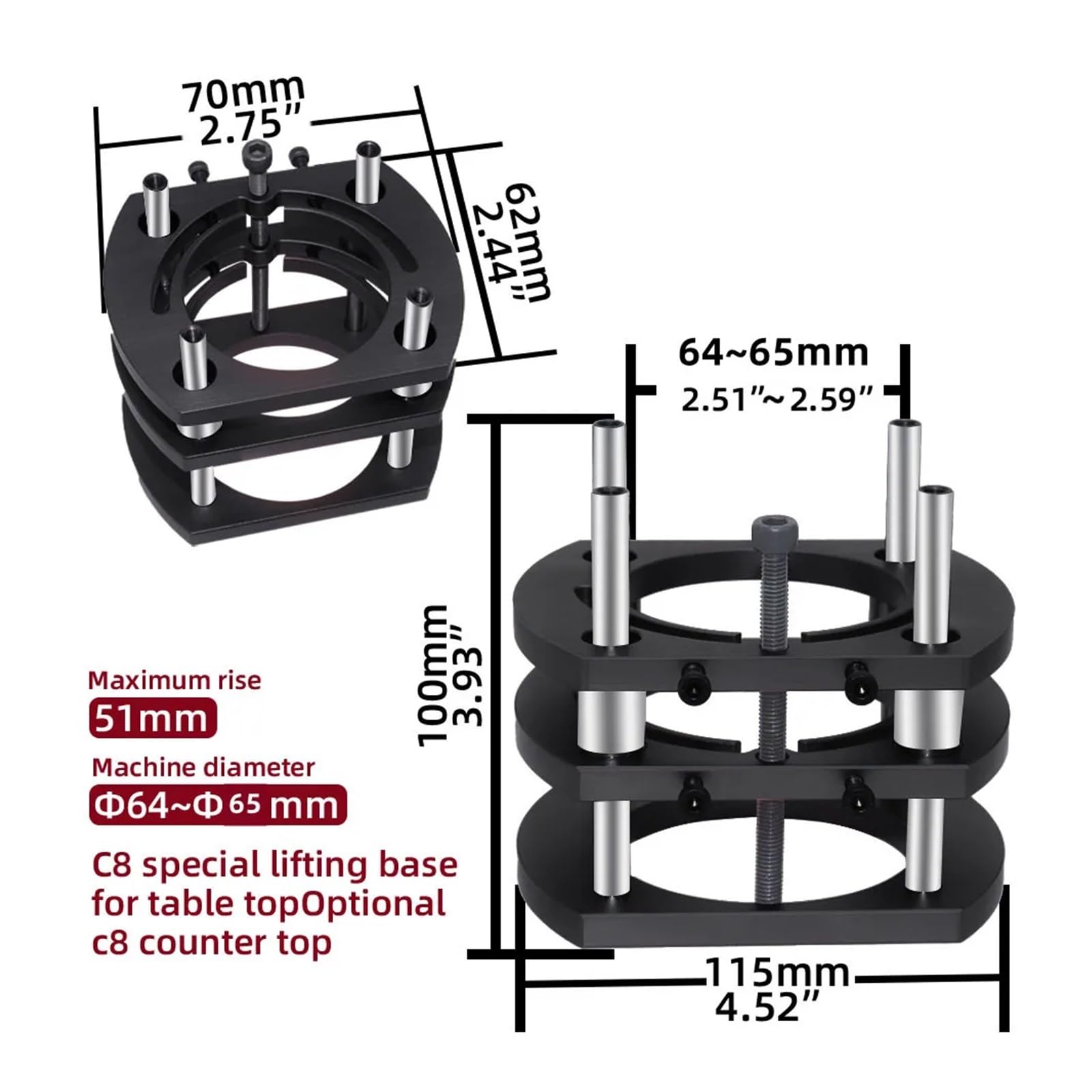 Placa de inserción de Mesa de enrutador, aleación de Aluminio, Tablero abatible para fresado de Madera, Herramienta Auxiliar para carpintería (tamaño: 1 Juego Negro)